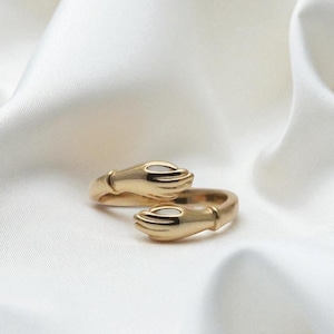 Hug Ring, 925 Sterling Silver Love Hugging Hand, Stackable Ring, Love Hug Ring, Couple Gold Ring, Lover Ring, Adjustable Love Hug Ring