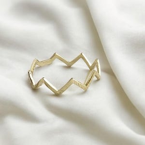 Wavy Ring, Zig Zag Wavy Gold Ring, 925 Sterling Silver Plain Wave Ring for her, Zig Zag Wavy Eternity Gold Ring, Graduation Gift