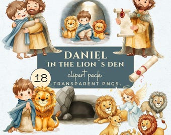 Daniel and Lions Den - Bible Story Clipart for Sunday School Crafts (Digital Download)