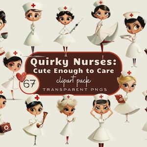 Quirky Nurse Clipart - Nyckfulla medicinska flickor | Direktnedladdning PNG