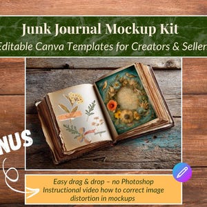 Junk Journal Canva Mockup: Vintage Ephemera Display Template (Digital Download)