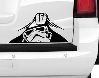 Stormtrooper Peeking Vinyl Decal – Funny Car/Van Sticker