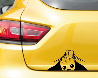 Baby Groot Peeking Car Decal, Black Vinyl Sticker, 6.3 x 3.1 inches