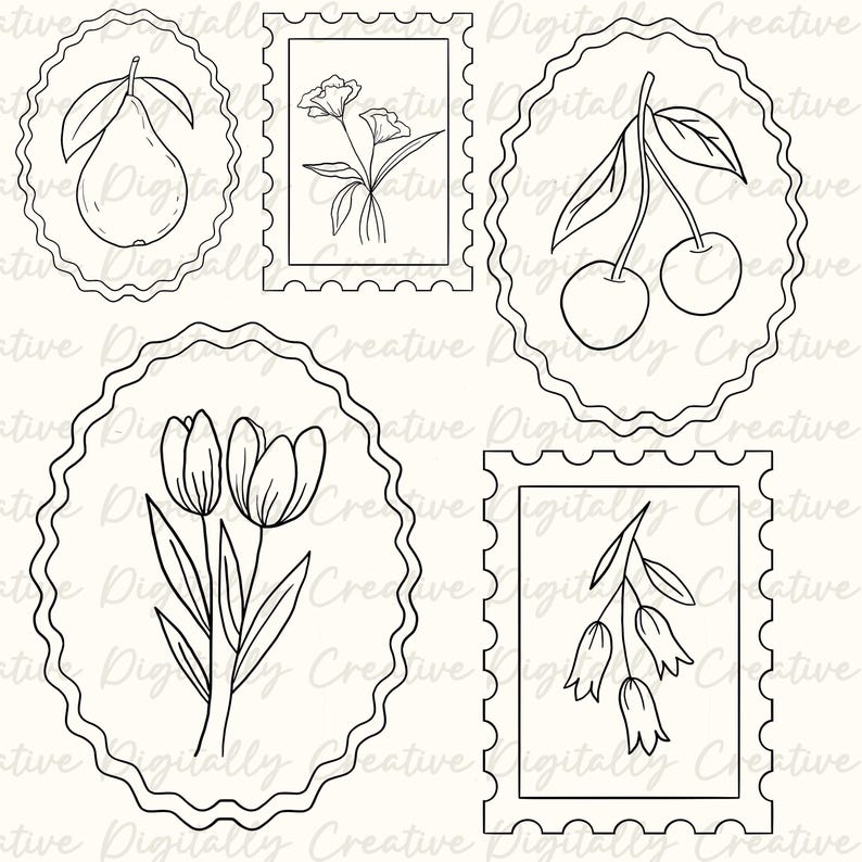 botanical line art png files