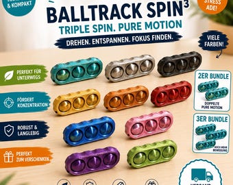 BallTrack Spin Fidget Toy – Triple Spin Fidget, 3D Gedruckt, Fidget, ADHS Spielzeug, Stressabbau, Pocket Fidget Geschenk