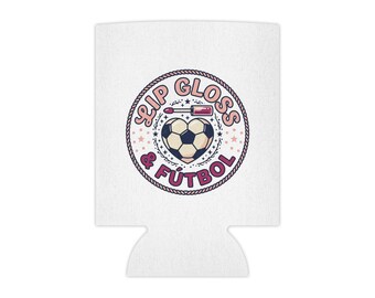 Brillo labial y enfriador de latas de fútbol / Diseño deportivo retro de balón de fútbol / Copa del Mundo