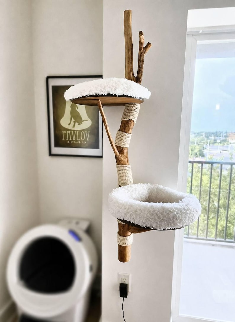 Floating Cat Tree – Multi-level Cat Condo with Faux Fur Beds image 13