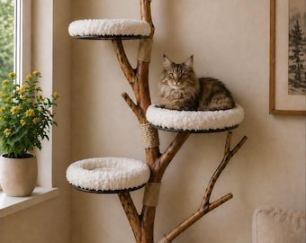 Floating Cat Tree – Multi-level Cat Condo with Faux Fur Beds