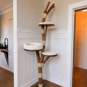 Floating Cat Tree – Multi-level Cat Condo with Faux Fur Beds Floor & Wall set