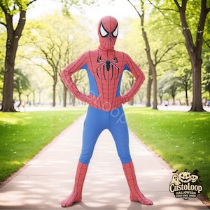 Web Hero Costume: Stretchy Red and Blue Bodysuit with Mask