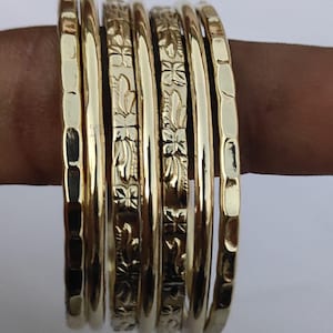 Boho Brass Bangle Set of 7: Senegalese Style Statement Bangles