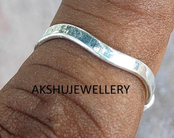 Handmade Minimalist Sterling Silver Ring: Adjustable Organic Loop