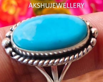 Handmade Turquoise Sterling Silver Ring: Boho Southwestern Jewelry