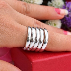 Sterlingzilveren ring met vijf banden – Minimalistische brede duimring