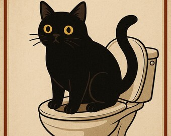 Bathroom Cat "Are You Pooping" For Toilet Wall Art Vintage Cat Print Maximalist Bathroom décor Funny Poster / Digital Download Printable