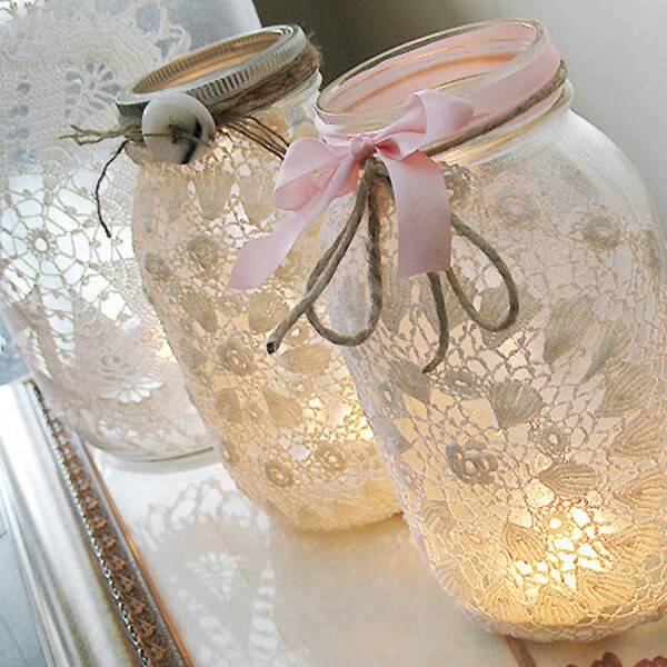 Vintage Lace  Mason Jar