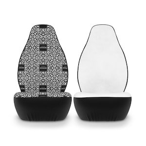 Zuvachi Luxury Car Seat Covers with Elegant Pattern, Car Accessories, Stylish Auto Decor, Gift for Car Lovers, Black and White Design