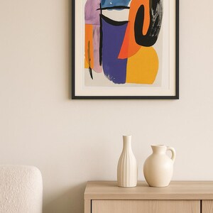 Matisse Inspired Abstract Art Wooden Frame Poster, Modern Wall Decor, Home Office Art, Gift for Art Lovers
