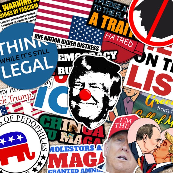 Anti-Trump Political Protest Stickers: FDT Fuck Trump 20-Pack Decals
