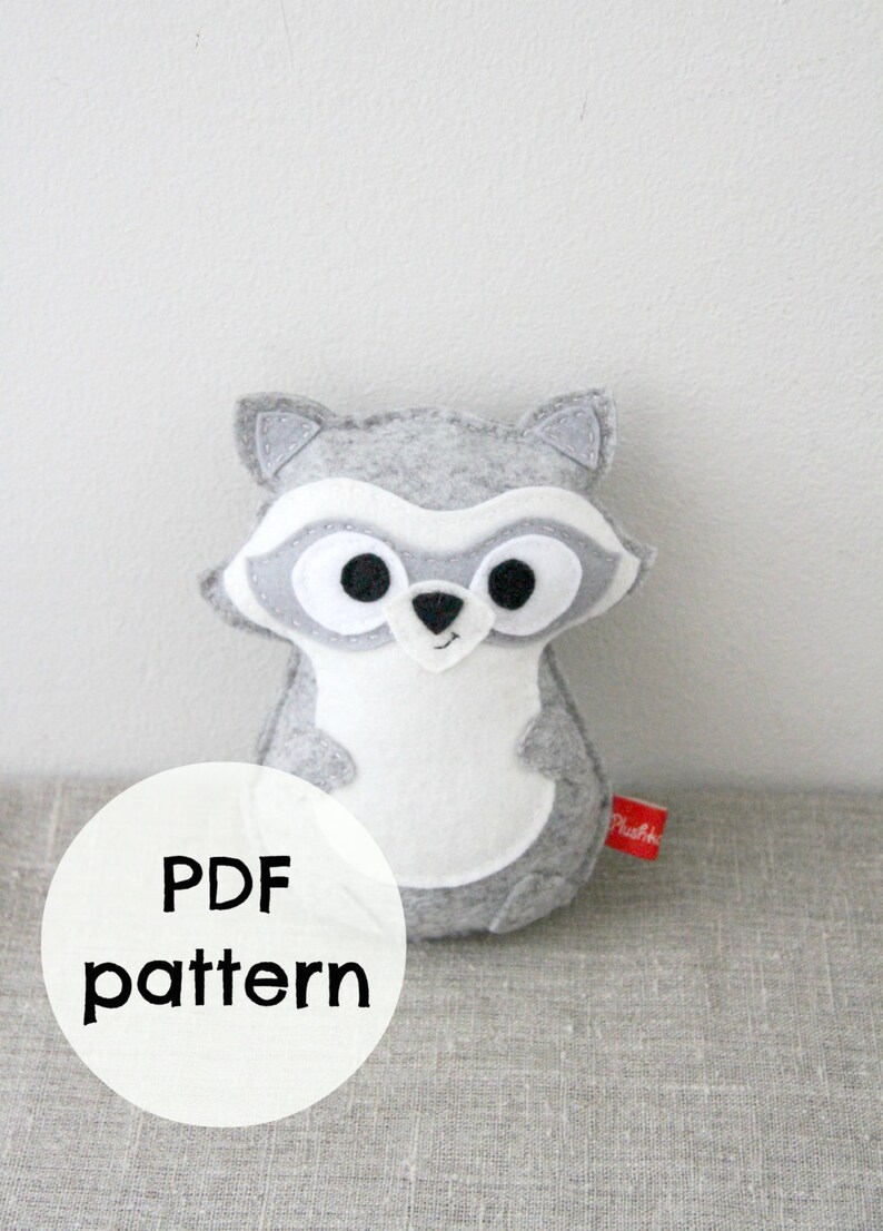 Raccoon Felt Toy Plush Forest Animal PDF Pattern Sewing - Etsy