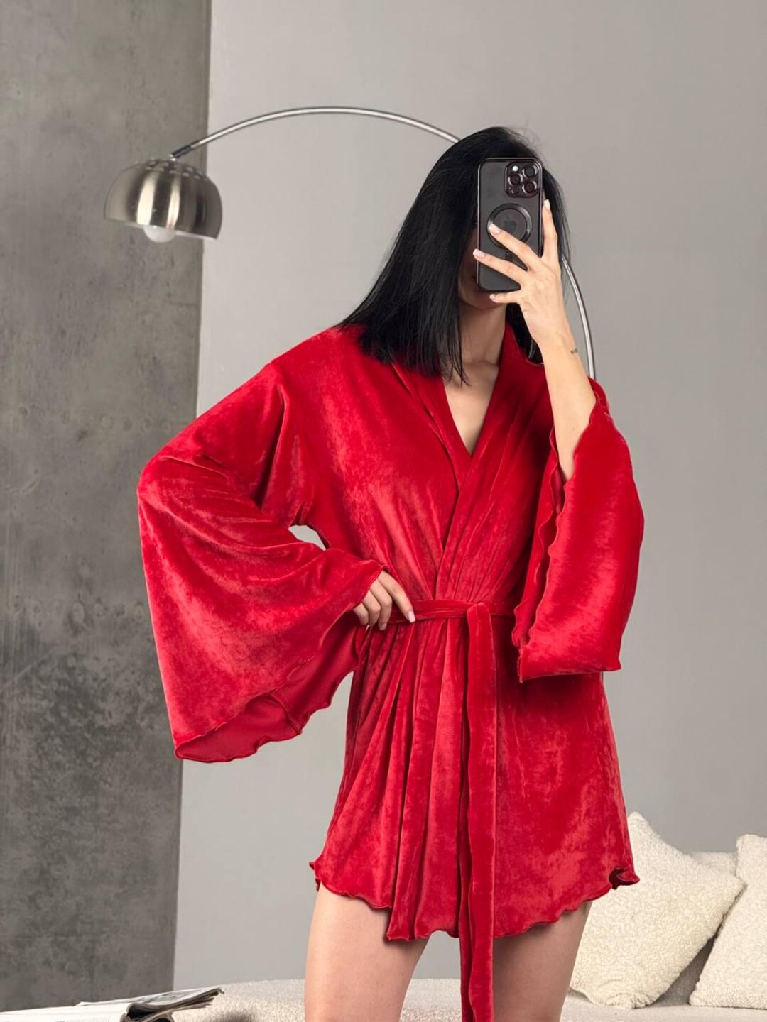 Velour Mini Robe: Plush Velvet Short Dressing Gown - Etsy