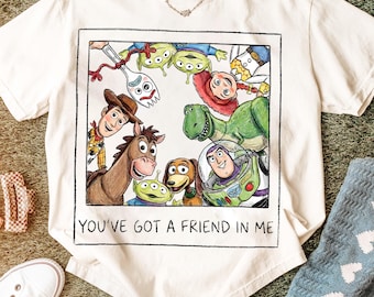 Retro pixar toy story you've got a friend in me PNG, woody buzz jessie bullseye photo shirt, disney vacation 2026 toy story land PNG