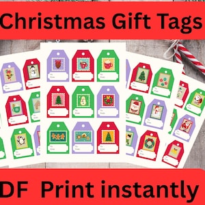 45 Christmas Gift Tags Printable, Christmas Favor Tags, Holiday Tags, Christmas Tags labels ,  Merry Christmas tags Digital Download