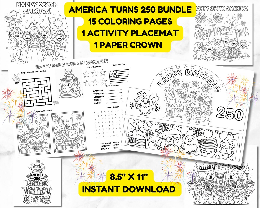 USA 250 America Paper Crown Craft Hat | 4th of July 250th Anniversary ...