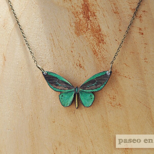 Emerald Green Butterfly Necklace