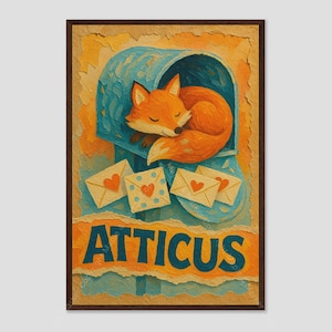 Atticus Name Art Druck für Babypartygeschenk