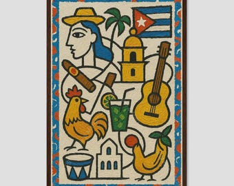 Santiago De Cuba Coastal Cubist Abstract Wall Art