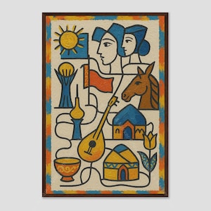 Kazakhstan Modern Abstract Wall Art Print
