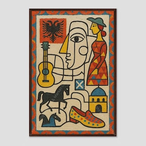 Albania Colorful Abstract Country Map Wall Art