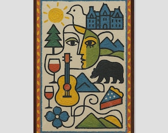 Asheville Blue Ridge Abstract Mountain Wall Art Print