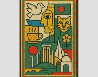 Bangladesh Colorful Abstract Country Wall Art