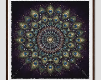 Peacock Feather Mandala Celestial Jewel Art
