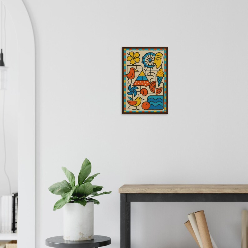Wildwood Picasso Inspired Wall Art on Light Room by Maple & Marker (Dark wood frame, 40x60)