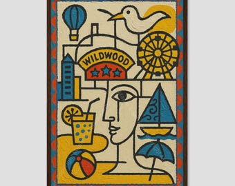 Stampa artistica cubista di Wildwood Crest Shore