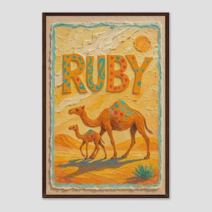 Decoração de parede infantil com pôster de arte do deserto Ruby Camel