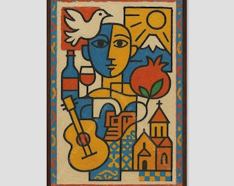 Armenia Warm Abstract Country Map Wall Art