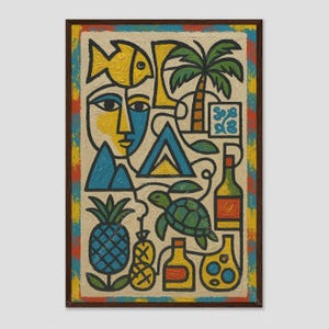 Arte mural cubista da cidade costeira de Gros Islet