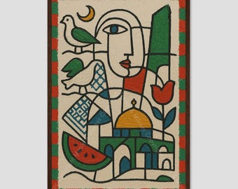 Palestine Abstract National Tribute Collage Art