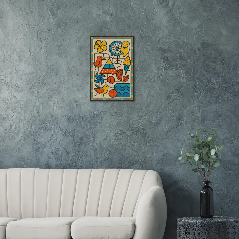 Wildwood Picasso Beach Town Wall Art Print in Dark Room by Maple & Marker
