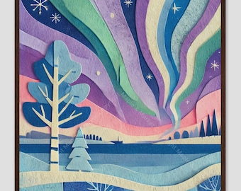 Northern Lights Iceland Kids Collage Wall Art