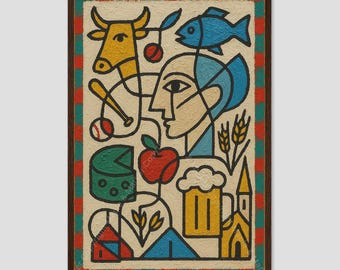 Wisconsin Colorful Abstract State Wall Art