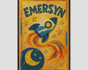 Spaceship Galaxy Kids Nursery Wall Art