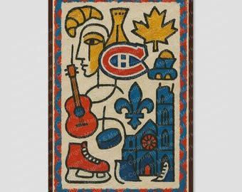 Montreal Red Blue Cubist Abstract City Art Print