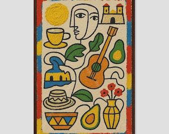 Colombia Vibrant Abstract Map Wall Art