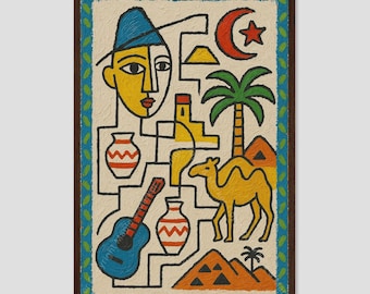 Algeria Colorful Abstract Country Islamic Wall Art
