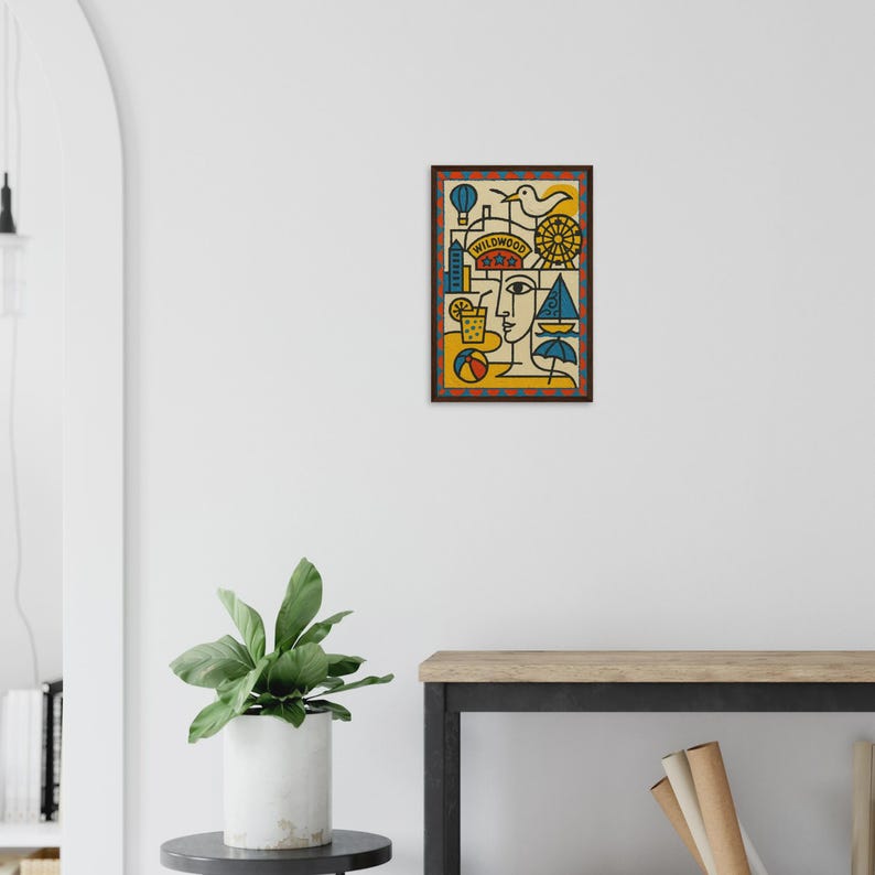 Wildwood Crest Shore Cubist Art Print in Dark Room by Maple & Marker